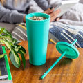 Pastel color acrylic cup Travel tumbler with lid and straw Double wall reusable Acrylic cup Modern matte tumbler